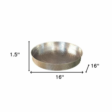 HOMEROOTS Handcrafted 13 in. Hammered Stainless Steel Round Tray 384087